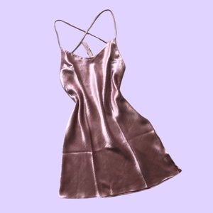Pink Satin Cowl Back Slip Dress